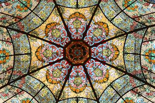 14 Stained Glass Ceiling High Above The Main Foyer Close Up Teatro Colon Buenos Aires